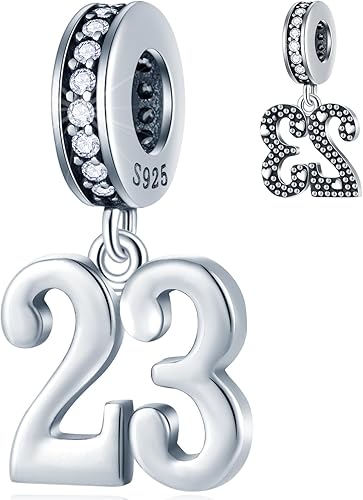 Dijes de cumpleaños de 10 a 25, 28, 30, 31, 33, 35, 36, 40, 45, 50, 55, 60, 65, 70, 75, 80, se adapta a brazaletecollar de aniversario europeo,