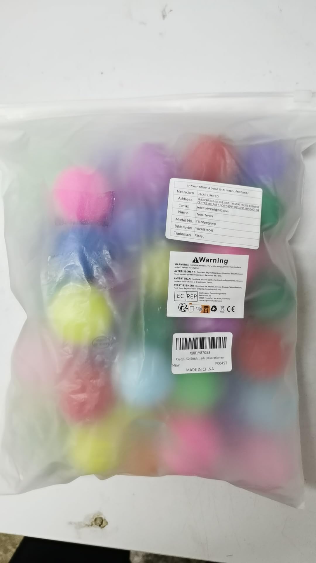 50 palline da ping pong, colori misti, 40 mm, per allenamento e gare