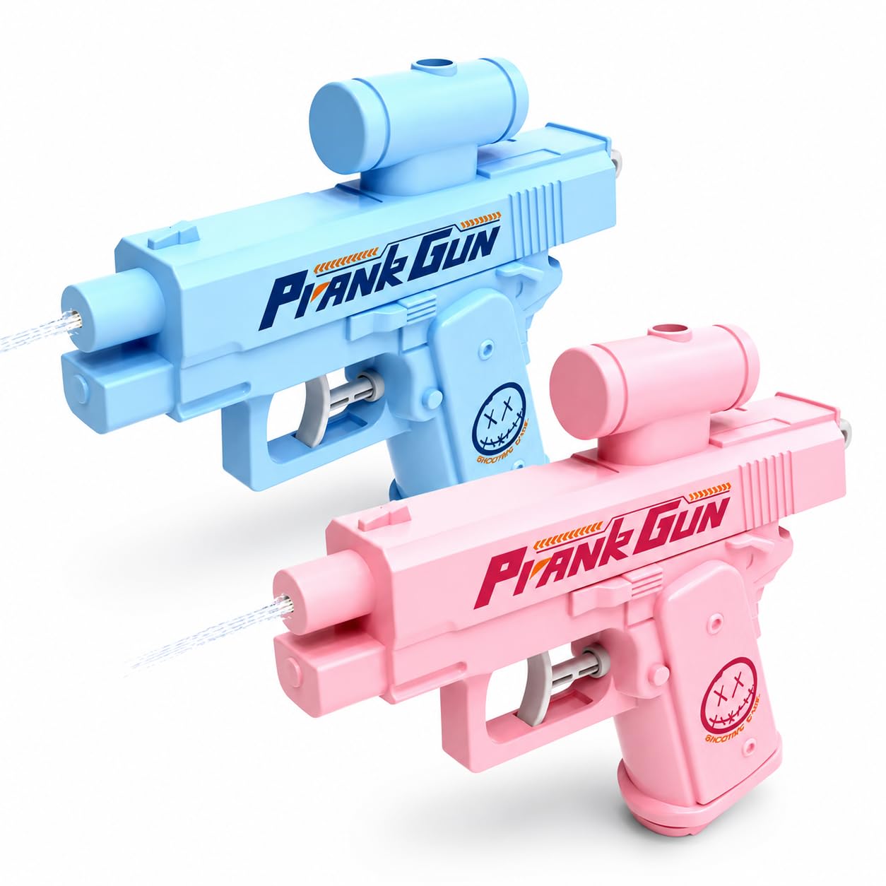 Cctetn Reverse Water Gun 2 Pack Double Nozzle Prank Squirt Toy Pink Blue