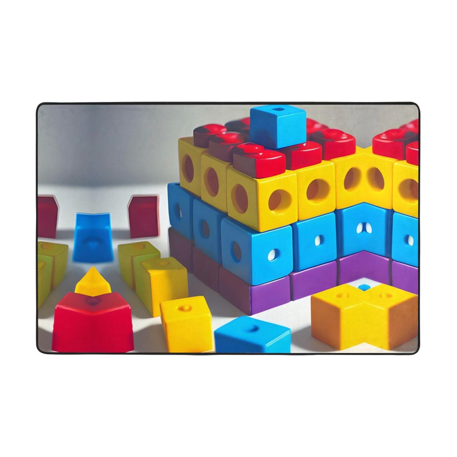 Tapete absorbente de agua 36x24 pulgadas con diseño de bloques de construcción HYTTER