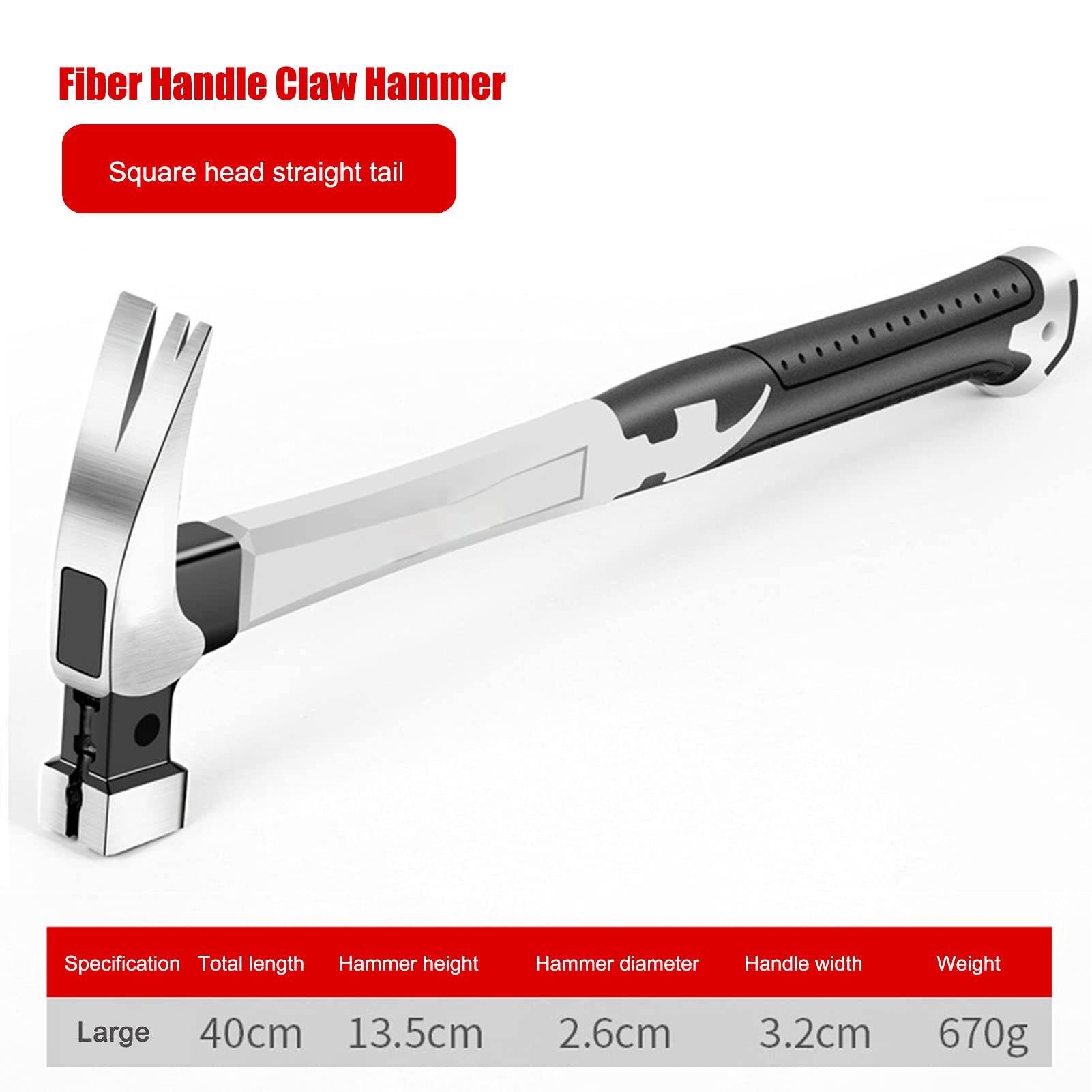 Marteau à Griffes, 13oz/670g Marteau Charpentier Avec Arrache Clou MagnéTique, Marteaux De Clouage En Acier Au Carbone Avec Magnet Porte-Clou Manche En Fibre De Verre Pour Charpentier Et De Couvreur
