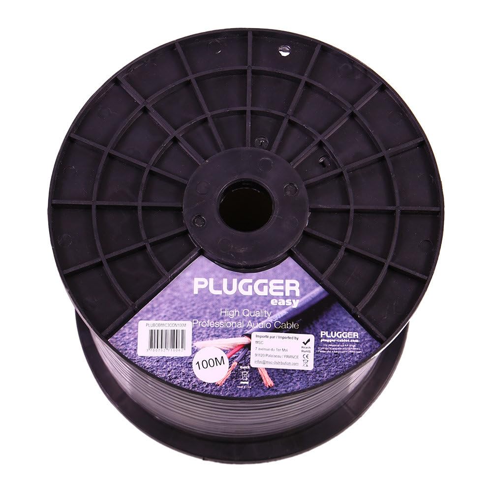 Plugger Câble audio pour microphone Section 2x 0.25mm + 1x 0.75mm Bobine câble micro Longueur 100 mètres. Gamme Easy pour les professionnels de l'audio. Pour connecteurs XLR. Fourni sans connecteur.