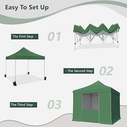 Miniatura 6 de Tienda de campaña comercial desplegable de 10 x 10 pies con 4 paredes laterales extraíbles, sombra instantánea, fácil de montar, portátil,