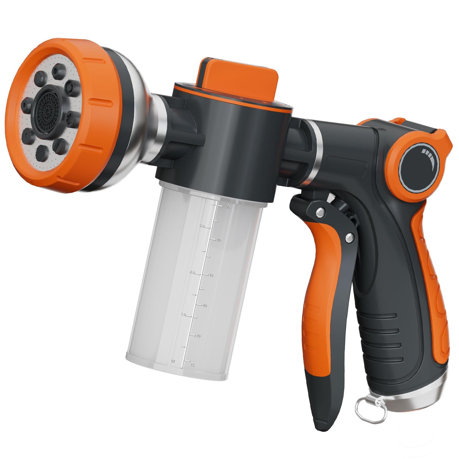 Hongmai Garden Hose Nozzle,8 Patterns Hose Sprayer High Pressure,Heavy Duty Dog Wash,Metal Water Hose Nozzle with Soap Dispenser,Car Wash Foam Gun