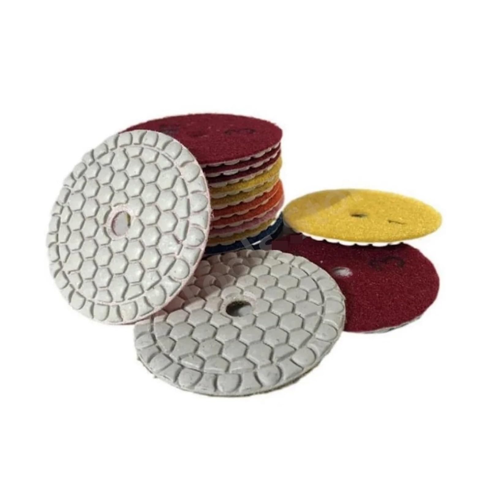 Juego de 7 almohadillas de pulido de diamante seco de 3/4 de pulgada para granito, mármol, disco de lijado de resina flexible, disco pulidor de piedra cerámica, herramientas de pulido (7 piezas de 3 p