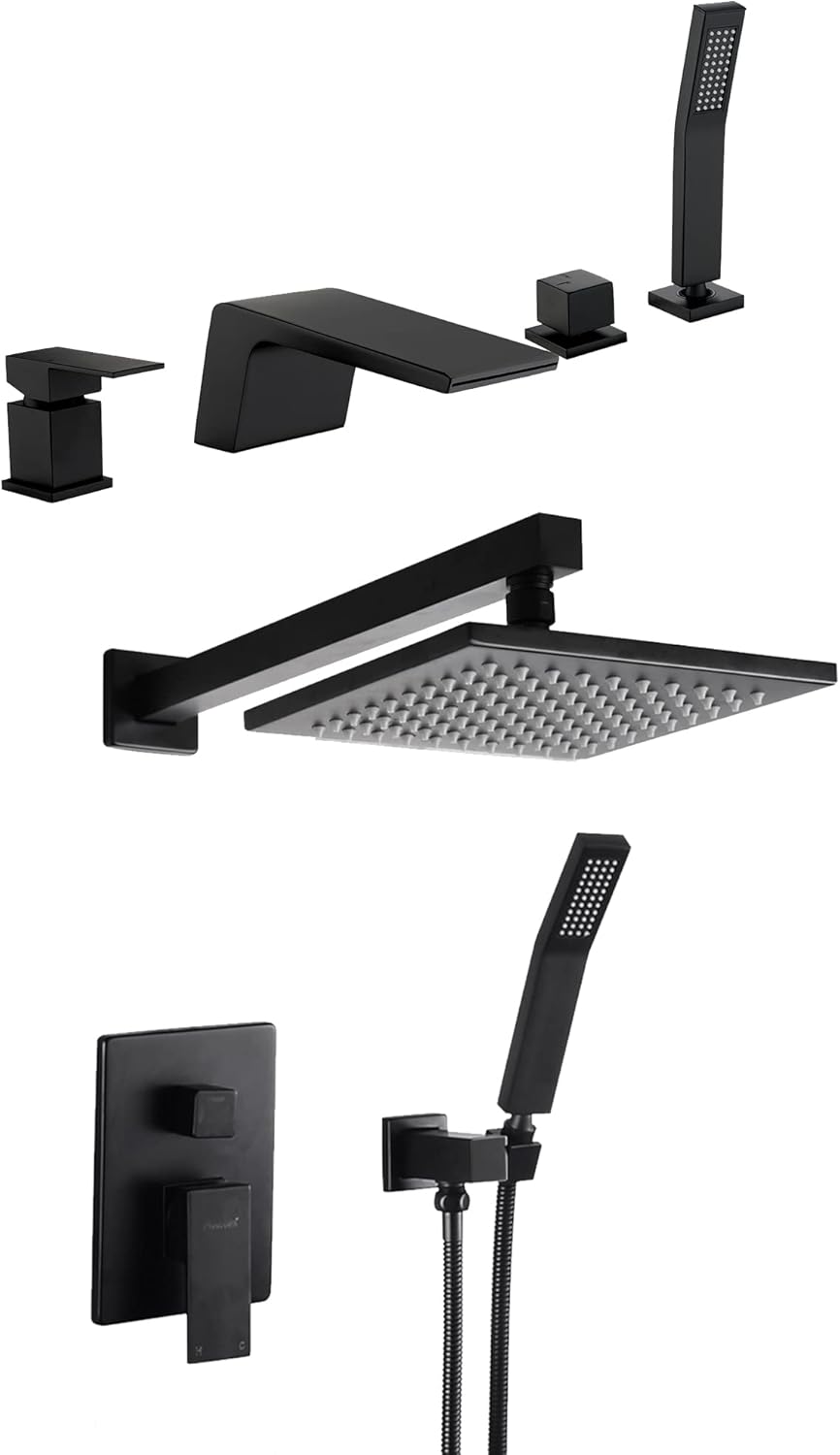 SHAMANDA Deck Mount Tub Faucet and Single Handle Shower Faucet