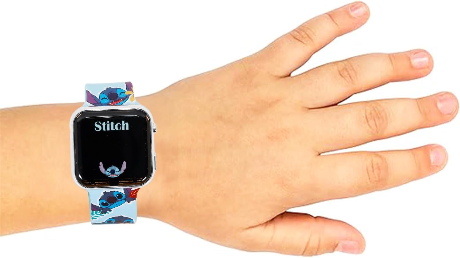 Disney Stitch Watch for Girls - Bundle LCD Digital Watch for Kids with Blue Cartoon Straps Plus Stickers, More | Easy to Read Lilo and Stitch Wristwatch for Kids