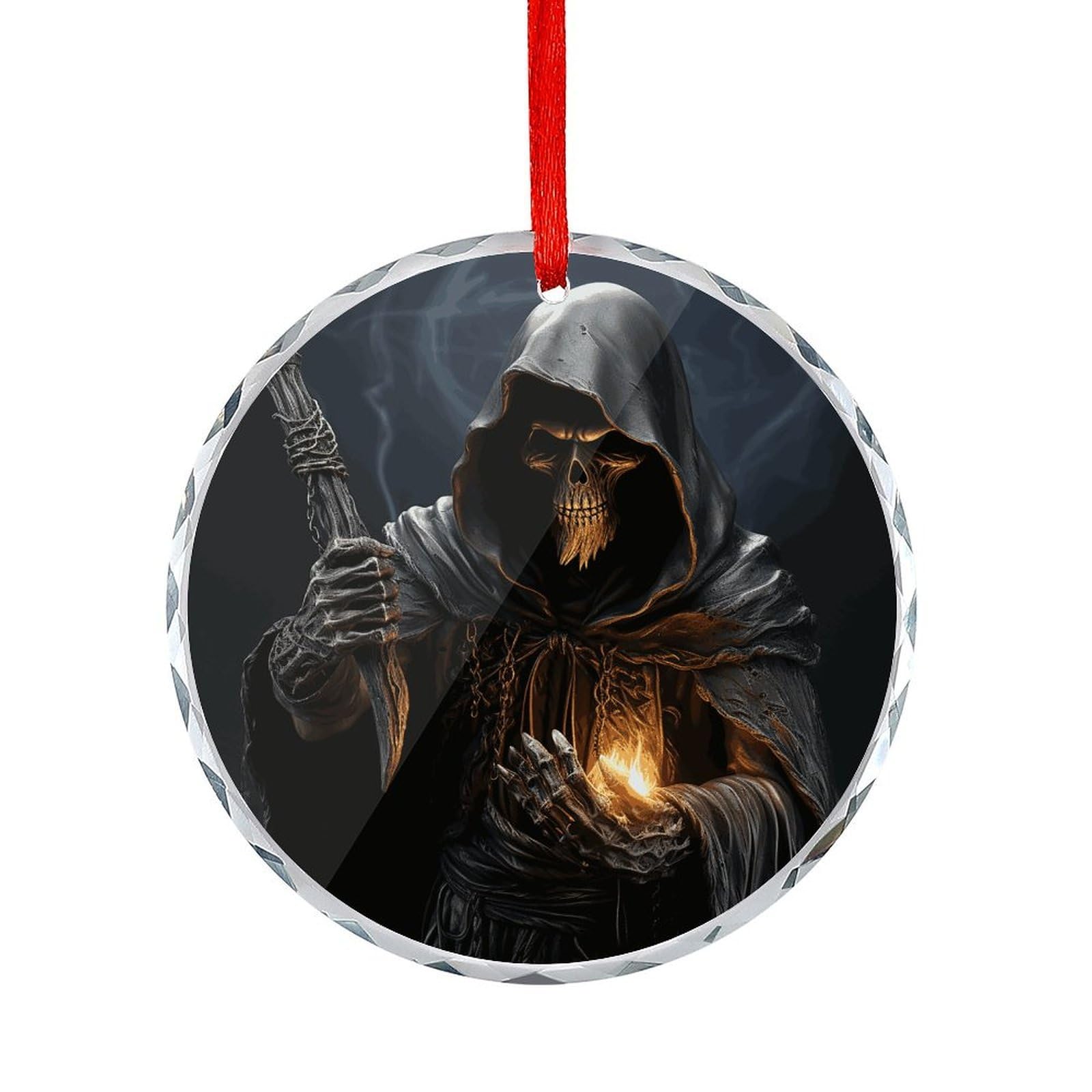 Btcowzrv Style Grim-Reaper Round Ornament Hanging Pendant Decor