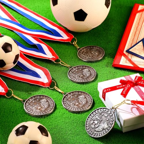 Image of Remuuly 60 Pcs Gold Award Medals 2 Inch Soccer Baseball Volleyball Football Cheer Trophy Medals Metal Awards Bulk with Neck Ribbons Trophy Prize Gifts for Sports Competitions