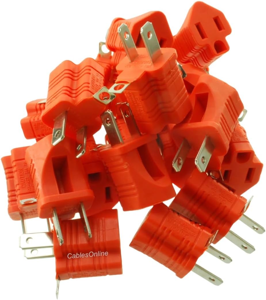 CablesOnline 3-Prong to 2-Prong Polarized Grounding AC Power Plug Adapter (20-Pack) (PS-A11-20)