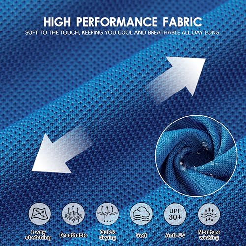 Image of Mens Golf Shirt Long Sleeve Moisture Wicking Dry Fit Performance Solid Pique Collared Golf Polo Shirts for Men