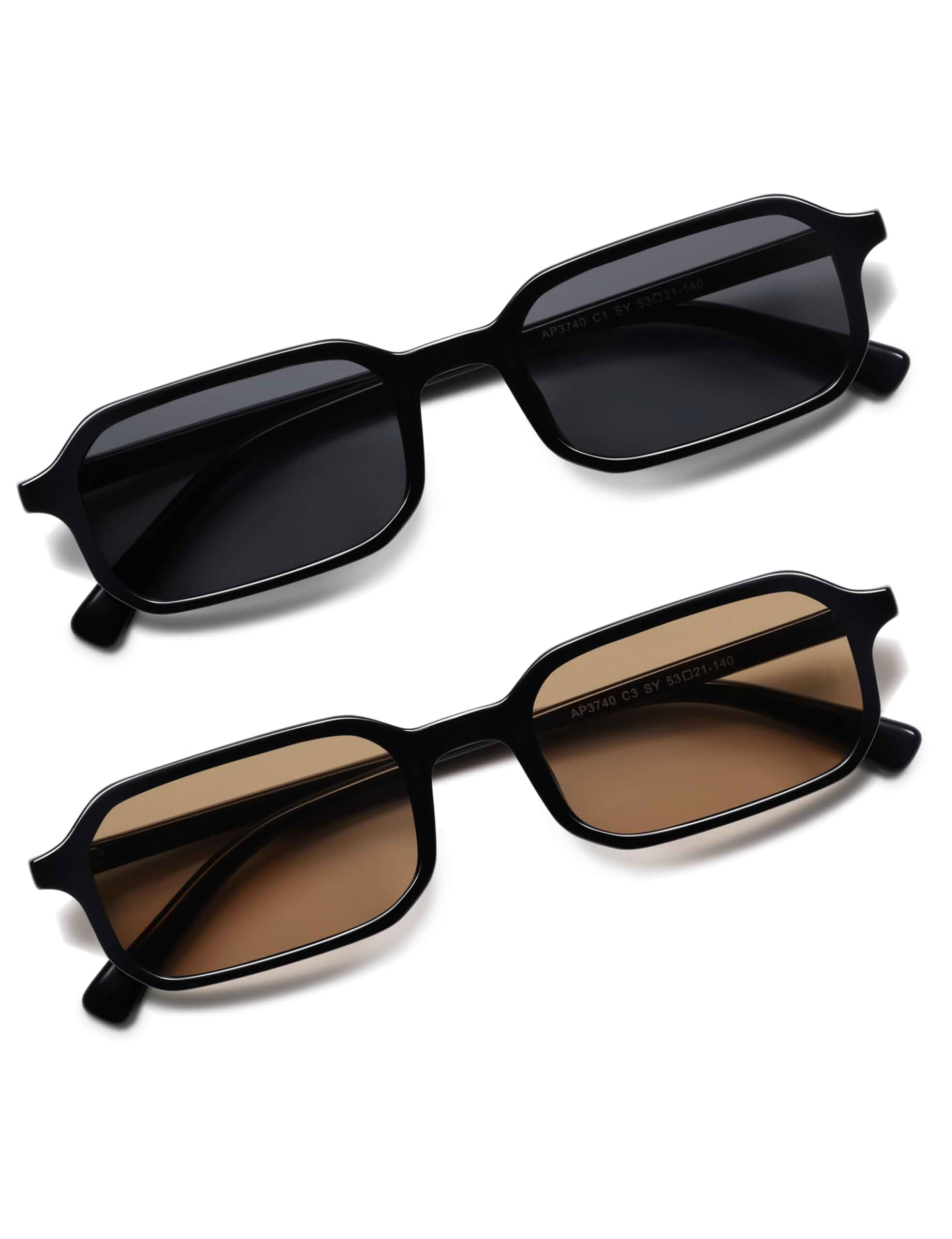 Appassal Retro Slim Rectangle Sunglasses Men Women AP3740 Skinny Rectangular Sunglasses for Womens Mens 90s Narrow Sunnies Vintage Thin Frame