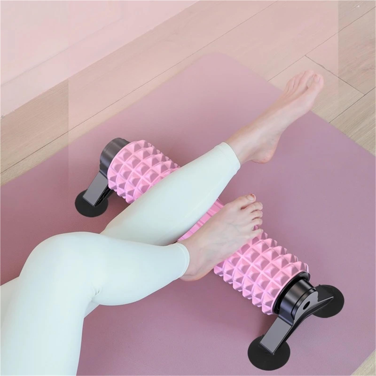 2 Stück Schaumstoff-Rollen-Massagestab, adsorbierbarer Saugnapf, fester Schaumstoffschaft, Muskelentspannung, Yoga, Fitness, Rücken für Training(Black)