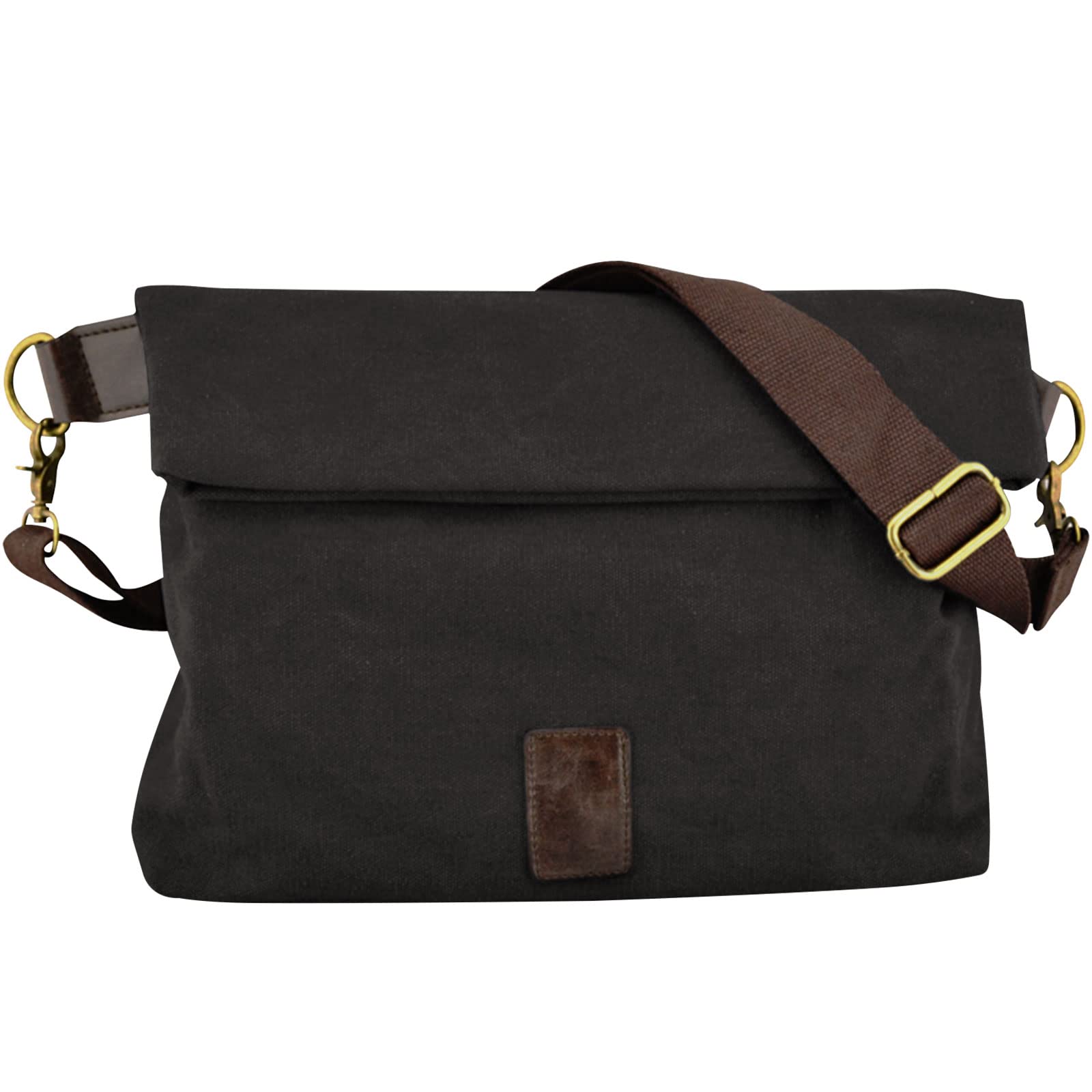 Ogetok Canvas Large Messenger Bag, Men Classic Vintage Shoulder Handbag, Black Crossbody Work Bag Purse Women, Water Resistant Briefcase Business Satchel Bag Sling Bookbag for Traveling Hiking