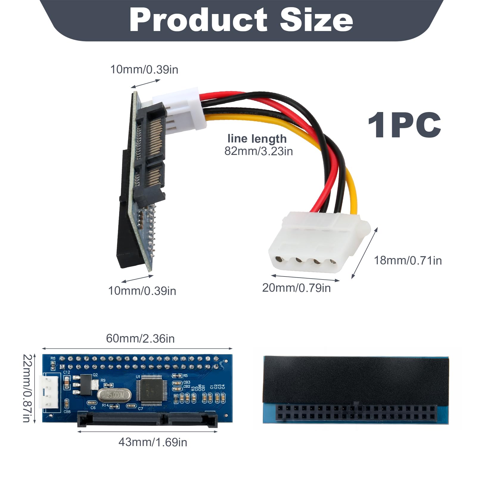Adaptateur IDE SATA Convertisseur 40 Broches vers SATA Femelle pour Disque Dur 3,5"