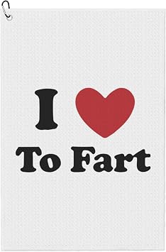 16 x 24 Inch Golf Towel with Clip for Golf Bag, Super Microfiber Golf Towel I Love to Fart