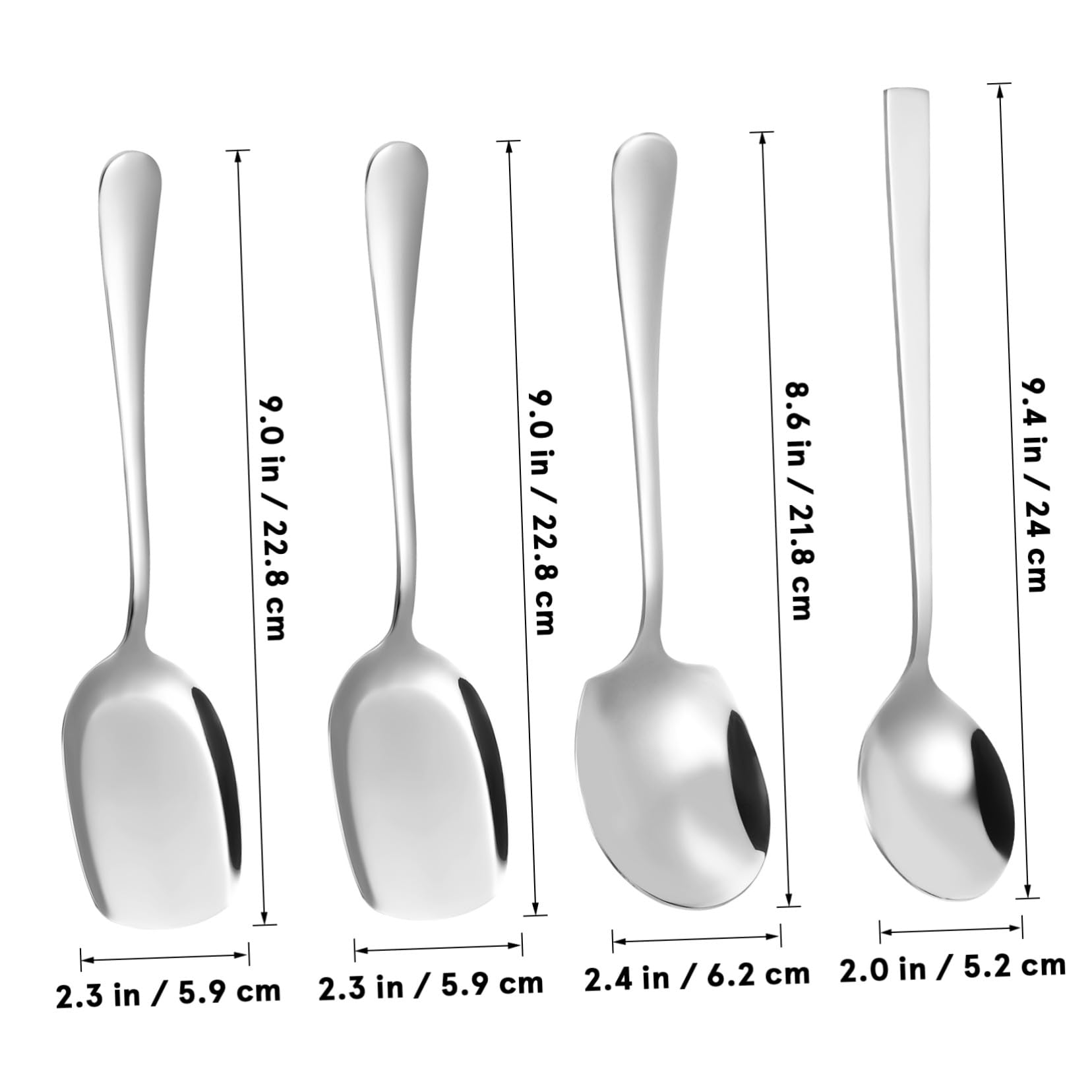 Cucharas de Servir de Acero Inoxidable para Buffet Cocina Mango Resistente y Fácil de Limpiar