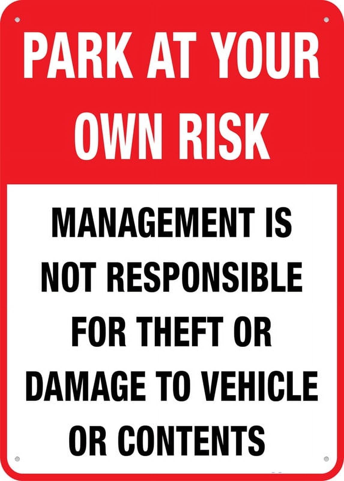 peiyeety Park at Your Own Risk 12X8 Inches Metal Aluminum Signs, Weather Resistant, Weatherproof, Indoor Or Outdoor