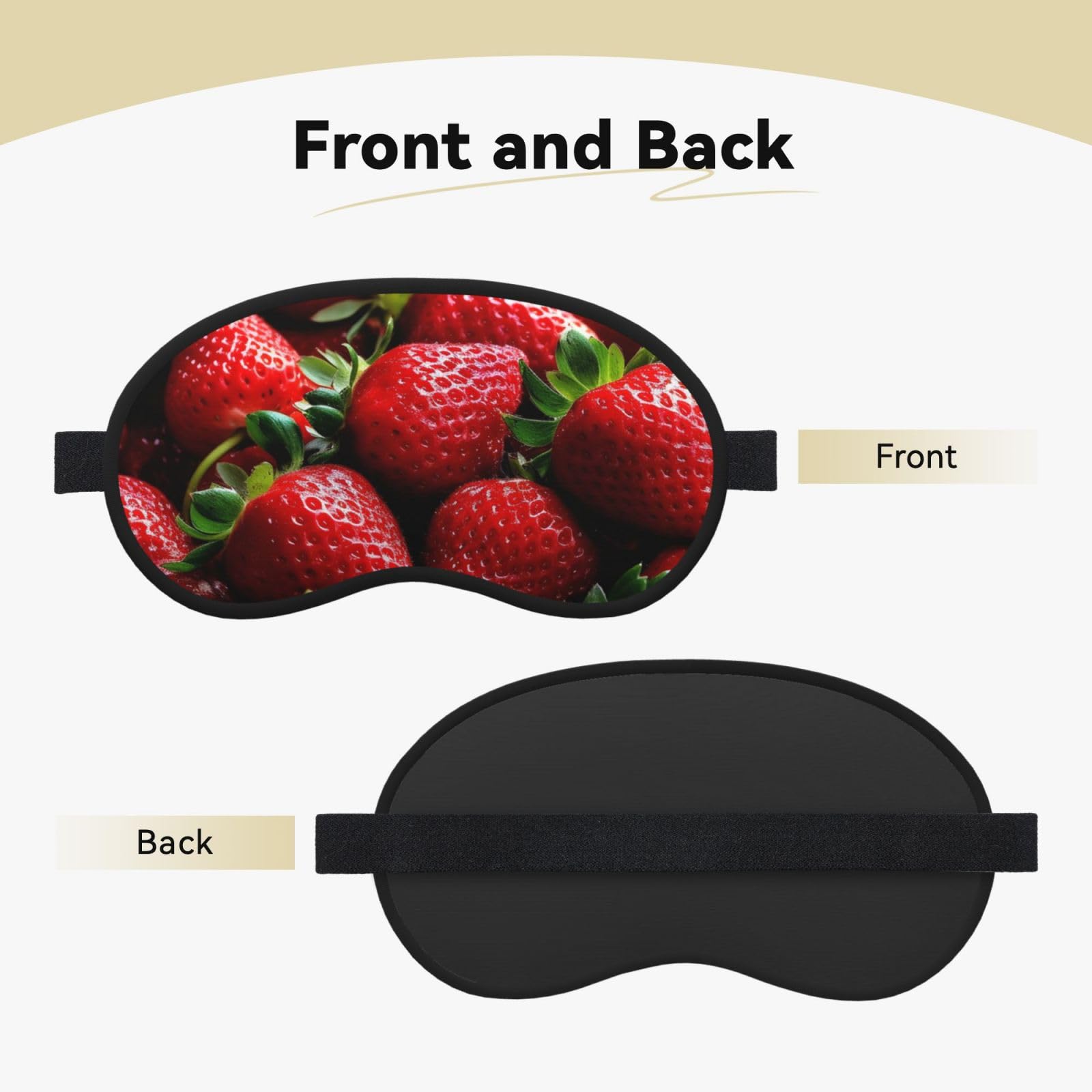 Sleep Mask for Side Sleeper Silk Sleeping Eye Masks with Elastic Strap Super Soft Eye Sleep Shade Cover Fresh Strawberries Blackout Night Blindfold for Women Men Travel
