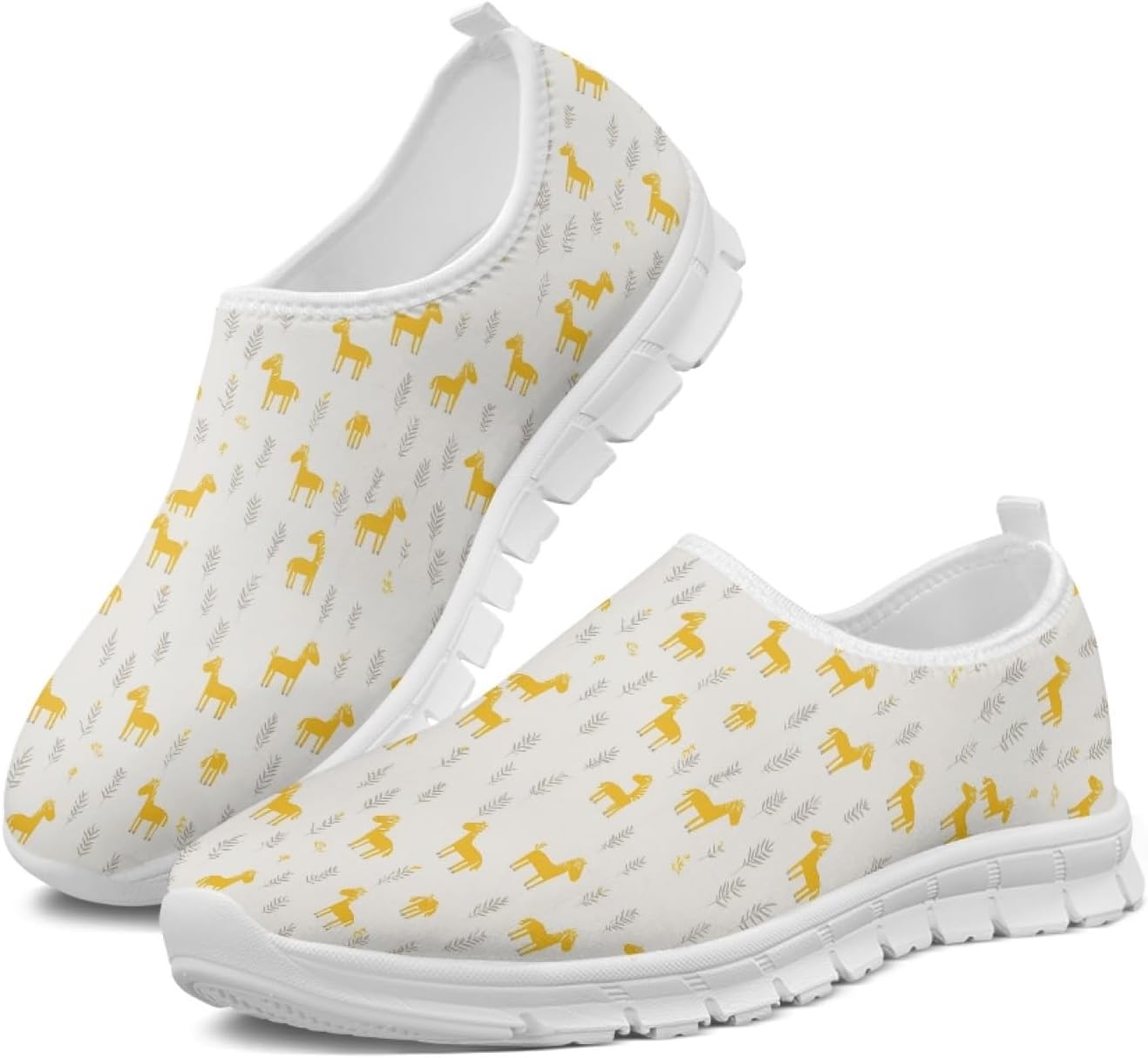 Women Yellow Summer Shoes Breathable Lightweight No Laces Work Shoes for Women Mesh Walking Slip-Ins Round Toe Loafer Dressy Daily Wear Gifts for Wife Mom Sister