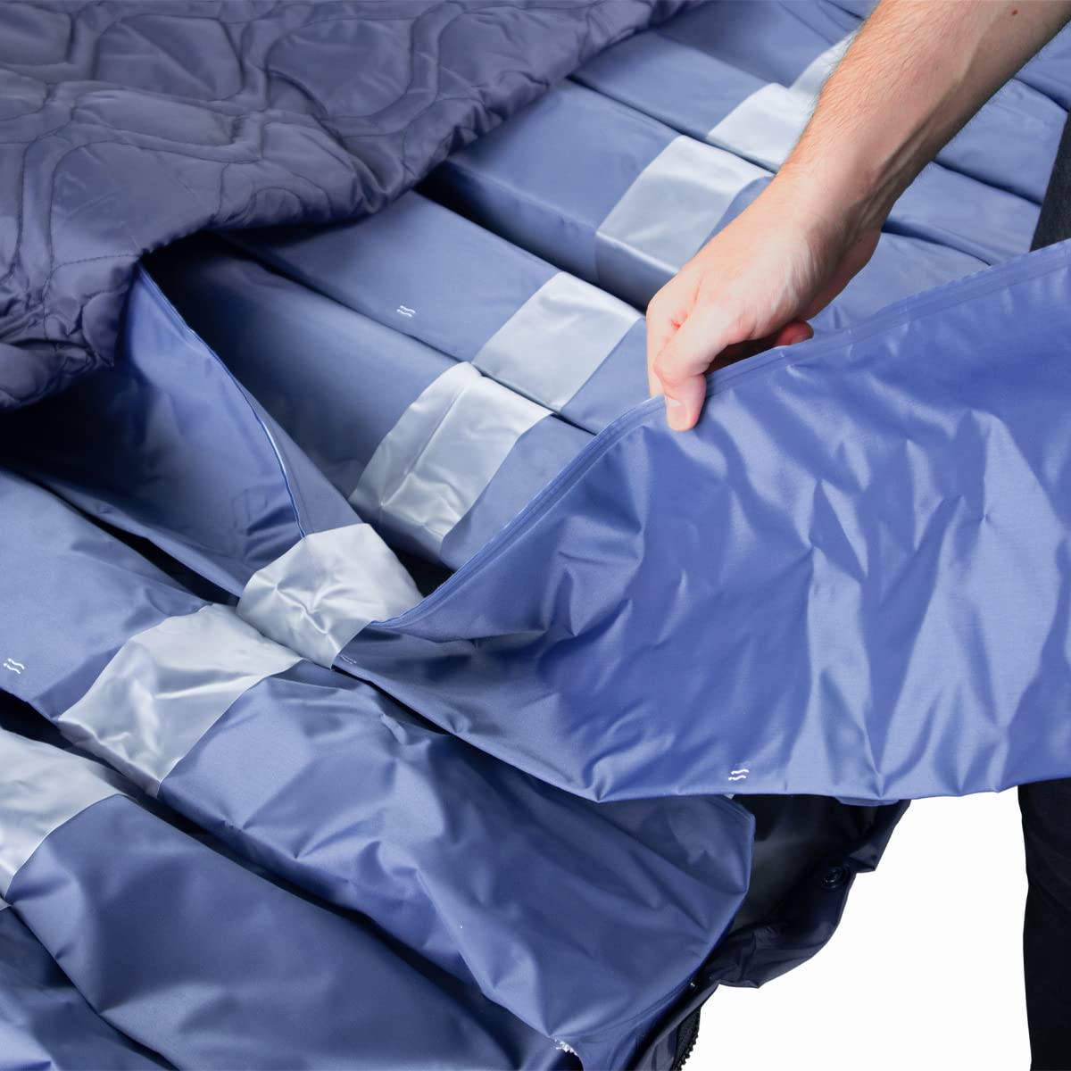 Mobiclinic® pro, Materasso antidecubito ad aria alternata, 200x120x22, Mobi 4 plus, Larghezza 120cm, Con compressore silenzioso, Tpu nylon, 20 celle d'aria, Per piaghe di i, Ii, Iii, Iv grado, Blu