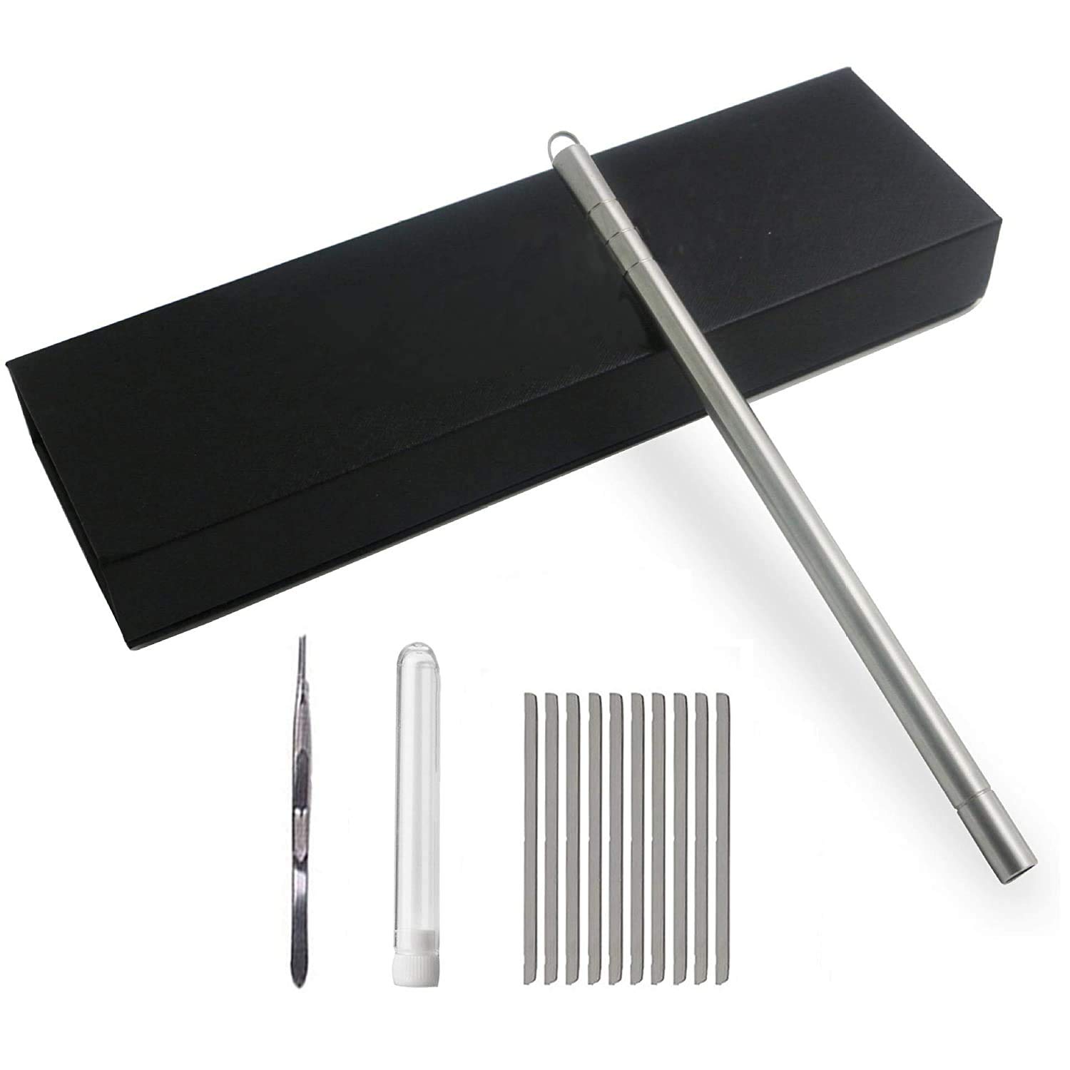 Delidge Stainless Stell Hair Tattoo Pen for Hair Design Barber Hairstyle Design Trimmer with tweezers and 10 pieces blades Eyebrow Mustache Beard Hair Styling Art-picture-31