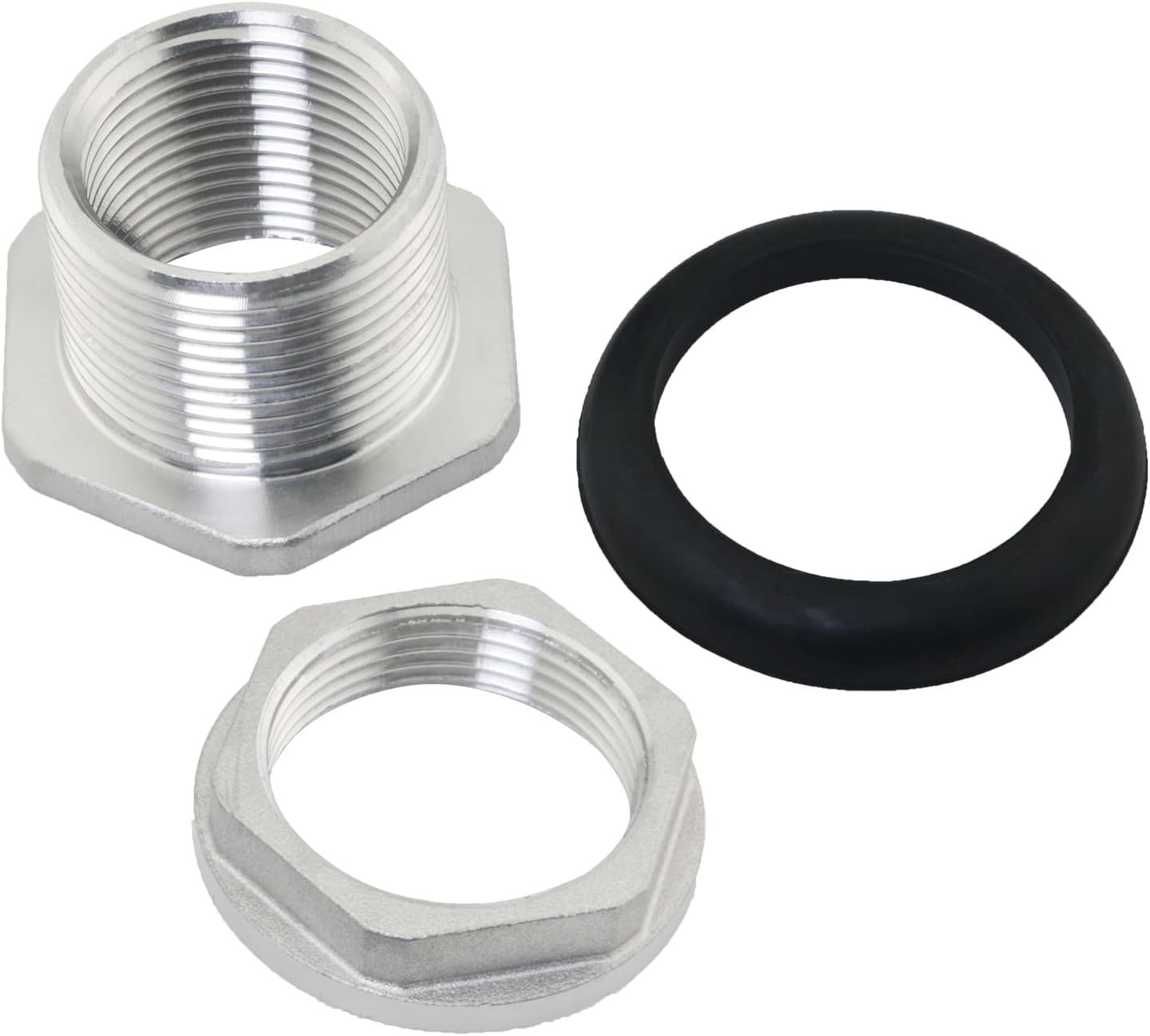 1 Inch NPT Female Thread Bulkhead Water Tank Connector 304 Stainless Steel Through Type with Rubber Gasket Aquarium Drain Outlet Fitting Universal for Water Towers Inlet Outlet Port