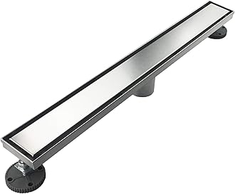 Neodrain28-Inch Linear Shower Drain- With 2-in-1 Flat & Tile insert Cover, Brushed 304 Stainless Steel Rectangle Shower Floor Drain,Floor Shower Drain With Adjustable Leveling Feet, Hair Strainer