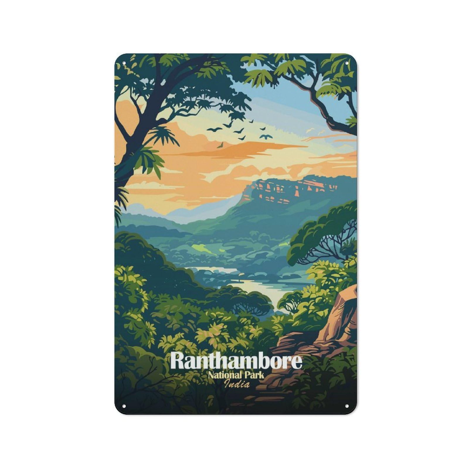 Junmoney Ranthambore National Park India Landscape Vintage Tin Sign 30X20cm Featuring Porch Wall Decor For Patio Bar, Workshop, Shed Or Kitchen