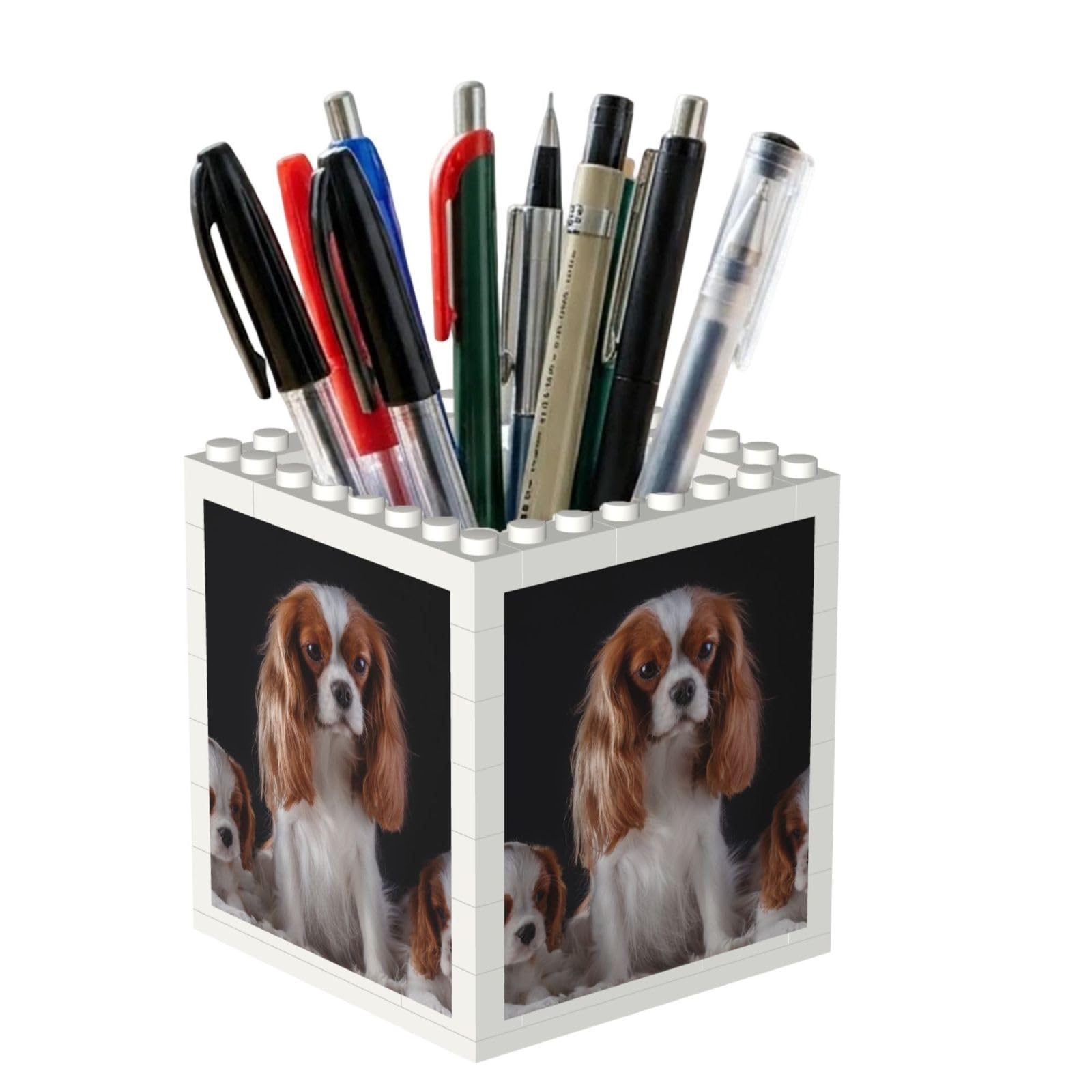 Poadnly Cavalier King Charles Spaniel Mother With Cubs, Pen Pot Pencil Holder for Office Home School, Compact Desk Organiser for Office Stationery