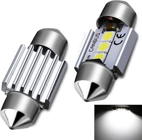 Alla Lighting 2 bombillas LED superbrillantes de 6000 K blancas DE3175 para interiores, lámparas de luz de cúpula compatibles con 2001 2004 2005