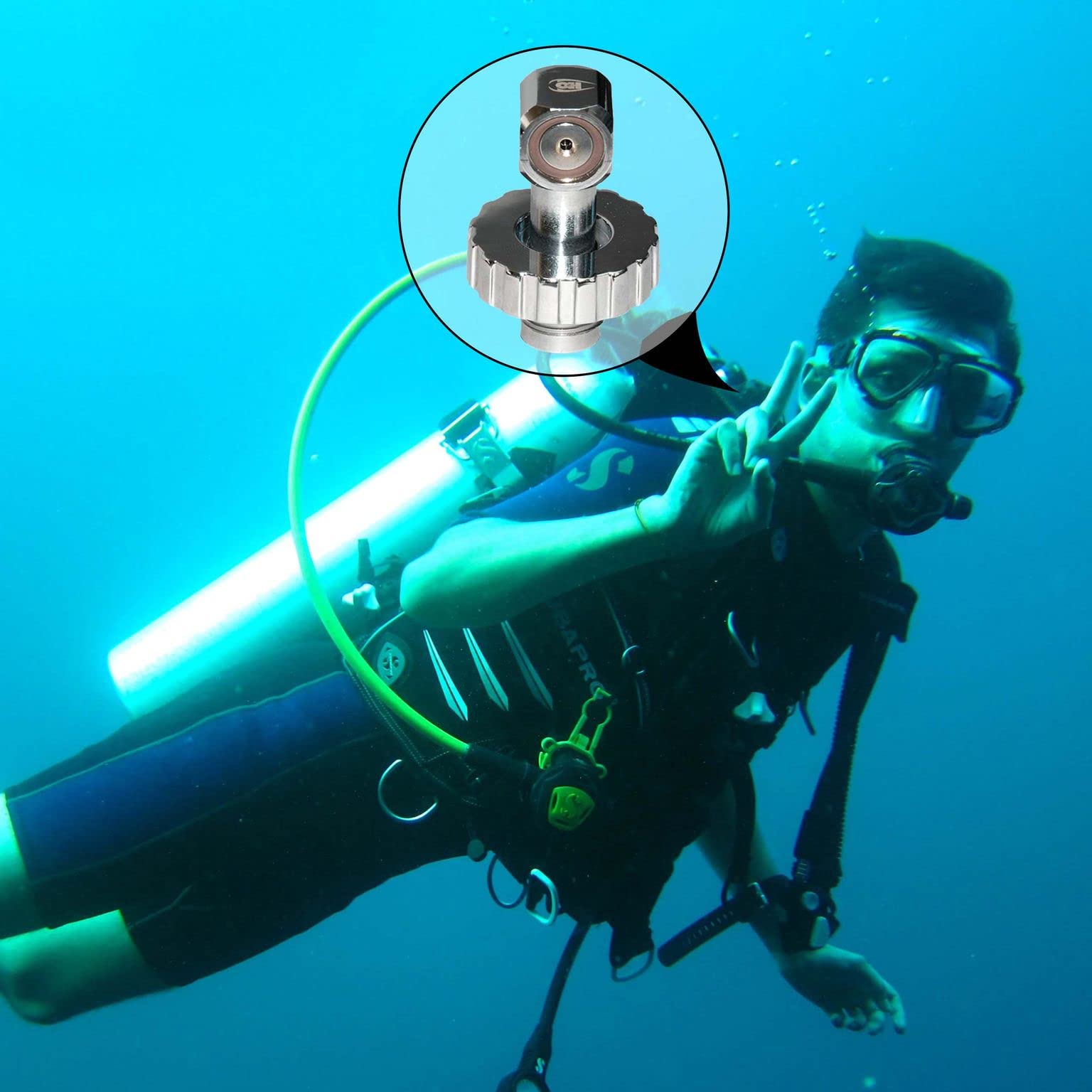 H2ODYSSEY DIN Filler Adapter - Scuba Diving Equipment