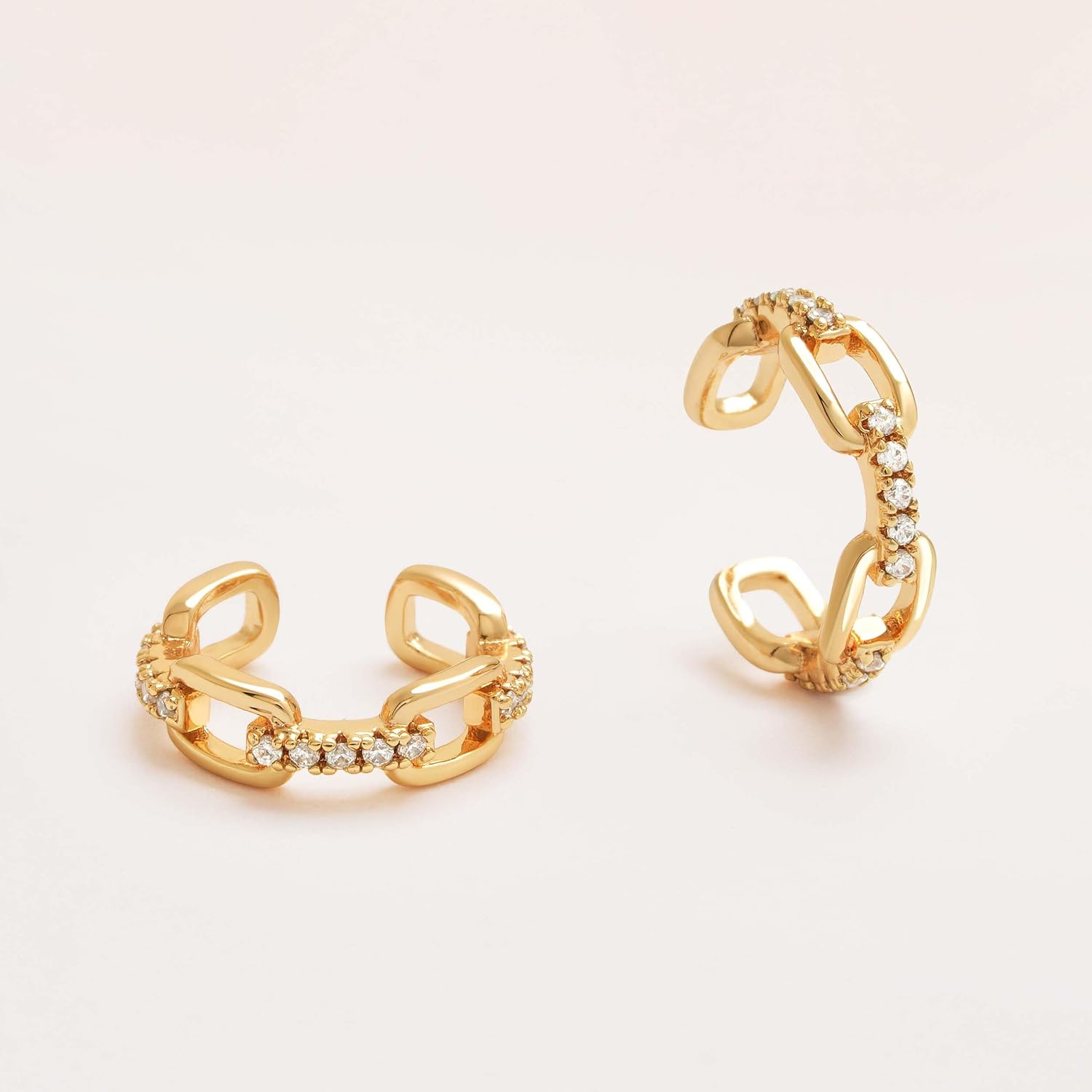 Fettero Women's Ear Cuff Earring Gold Non-Pierced Ear Cartilage Clip on Wrap Hoop 14K Gold Plated Tiny Spike Simple Minimalist Delicate Handmade Hypoallergenic Jewelry