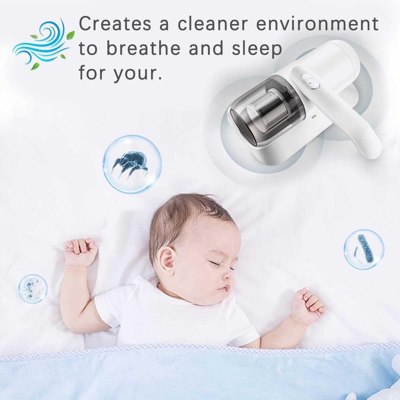 Aspiradora para el hogar, dispositivo de limpieza de colchones y alfombras con lámpara UV, ligero e inalámbrico para eliminar eficazmente el polvo y los ácaros