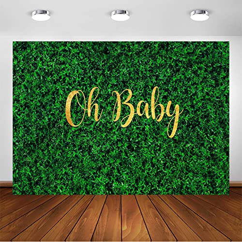 Avezano Oh Baby Green Leaves Backdrop for Baby Shower Decoration 7x5ft Greenery Nature Spring Safari Rustic Lawn Pregnancy