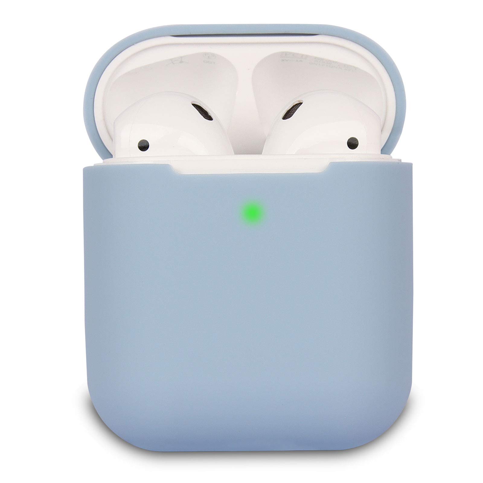 Silicona Compatible con AirPods 2, Fundas Protectora de Silicona para AirPods 2, LED Frontal Visible, Soporta Carga inalámbrica, sin Mosquetón, Denim Blue - 3