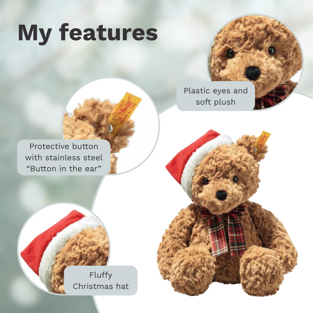 Steiff soft toy Jimmy Teddy Bear Christmas, cute cuddly toy with plastic eyes, children, boys & girls, Friends - Image 3