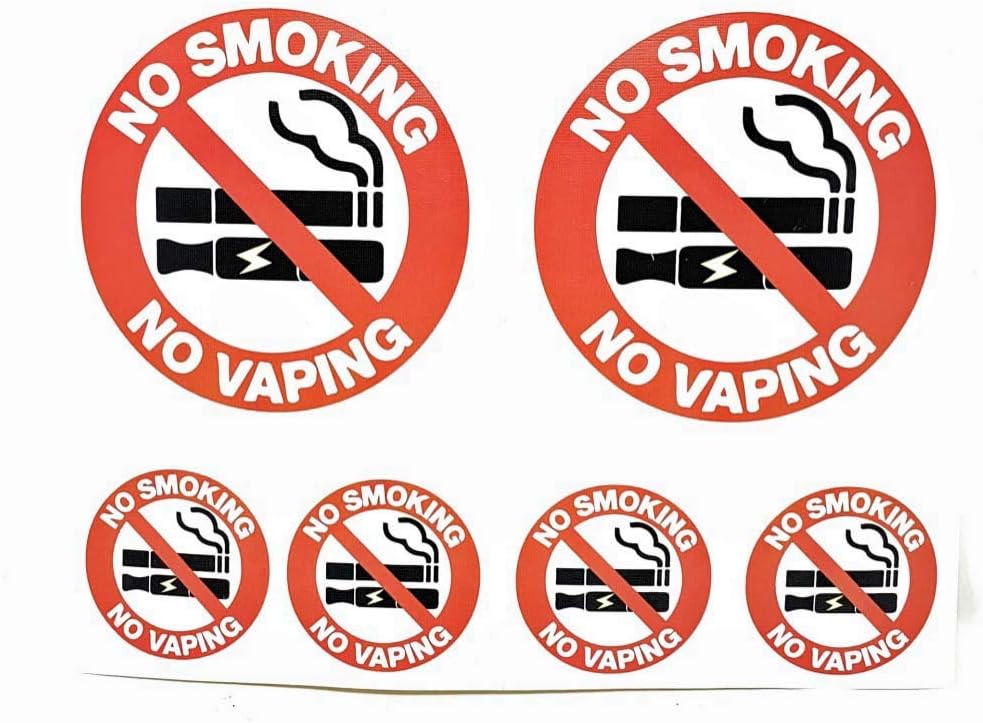 NO Smoking NO Vaping 2-4" and 4-2" Fabric Decal Sticker for Wall Mirror Auto