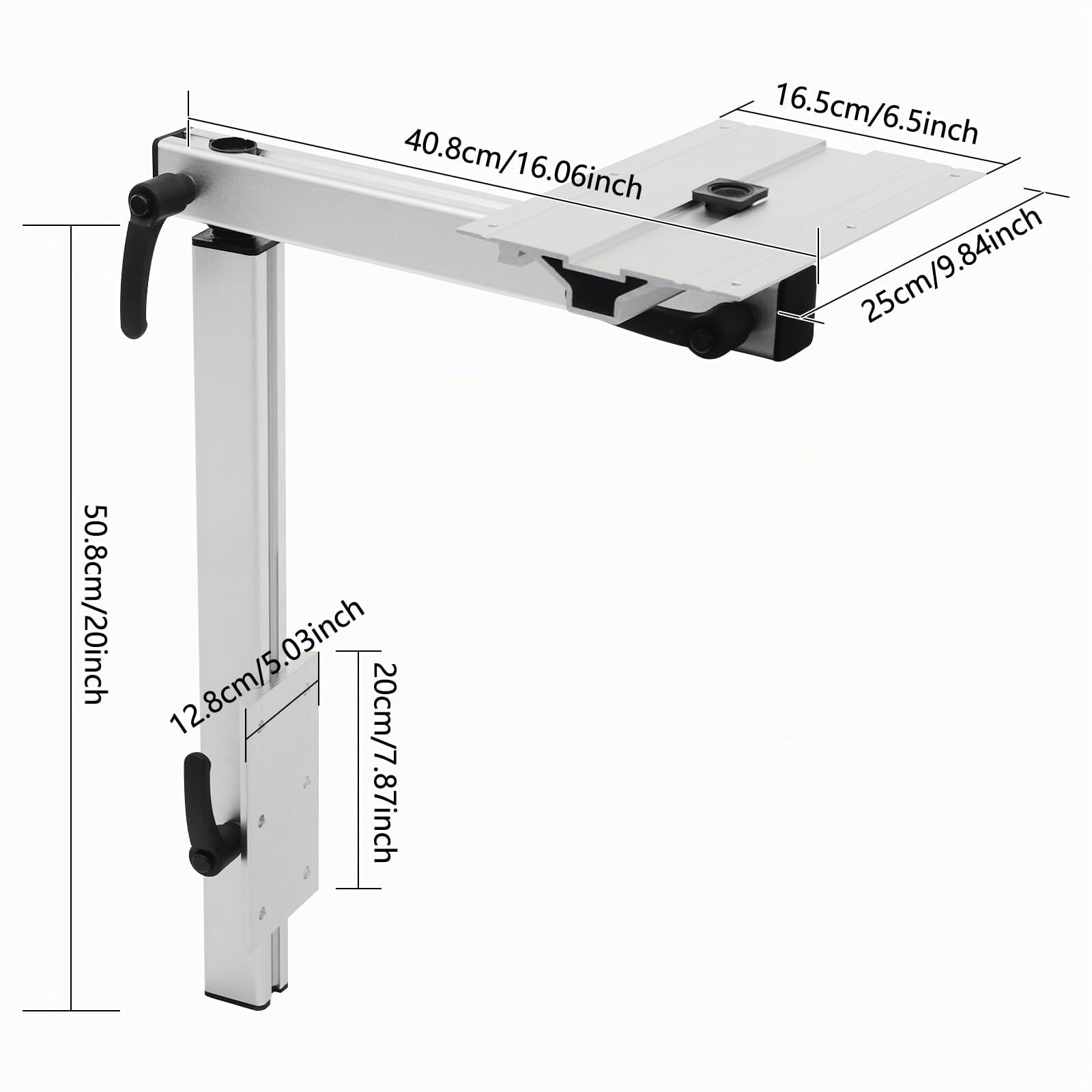 Table pivotante avec pied amovible, rotation 360°, alliage d'aluminium, kit support camion, camping-car, yacht - Charge maximale: 50 kg