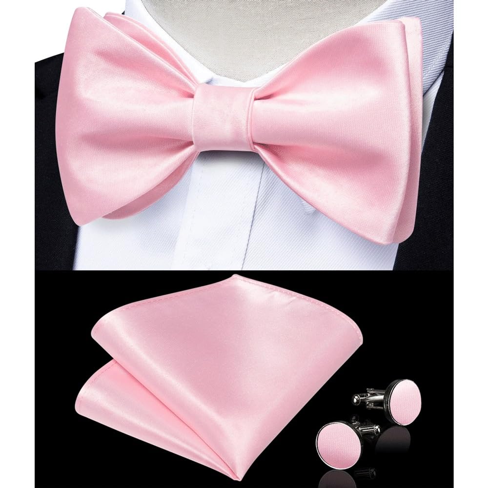 JFDBGU Bow Ties for Man Silk Wedding Self-tie Bowties Party Causal Knots Acessories Hanky Cufflinks Sets