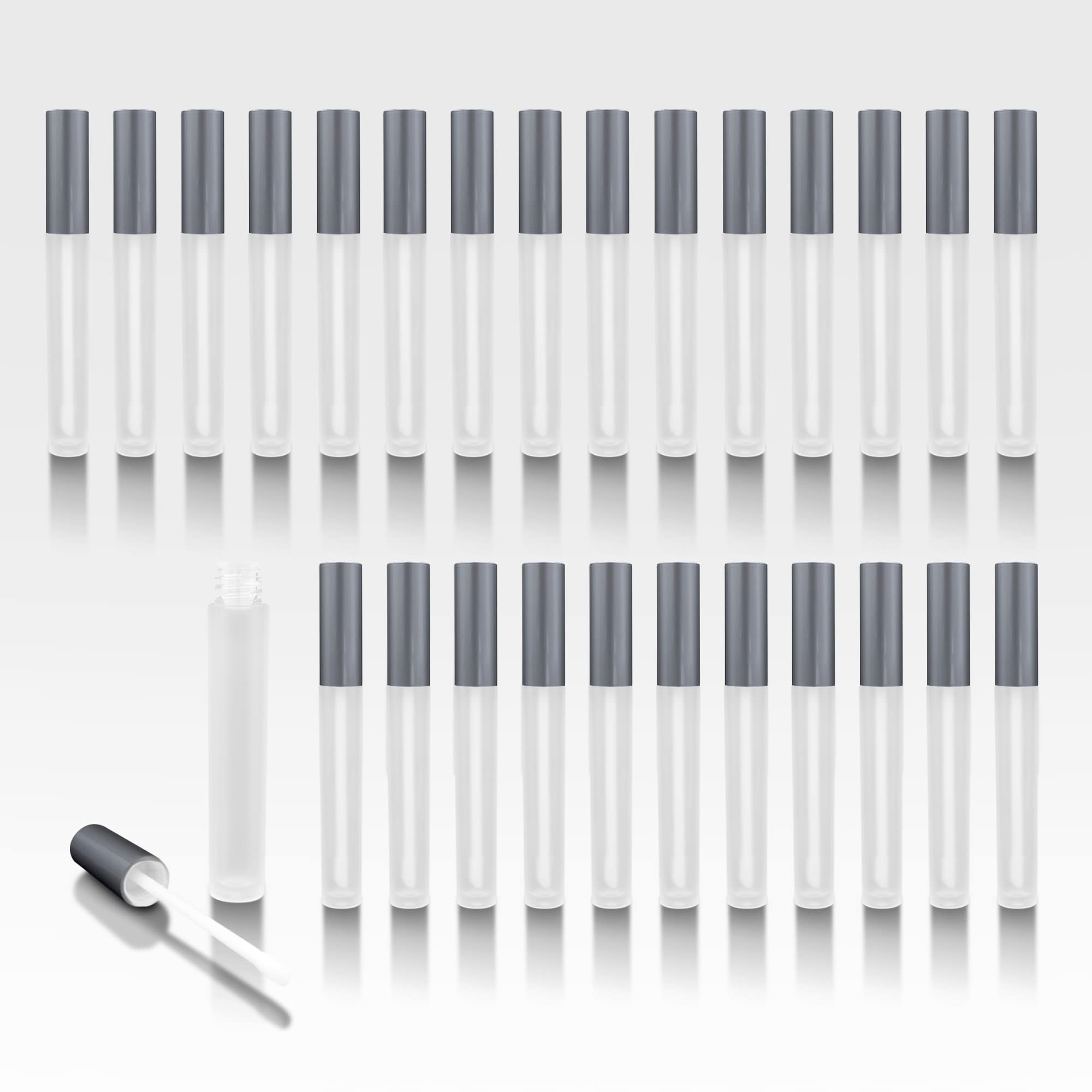Cosmetic Packaging Now Vibe Frosted Lip Gloss Tubes w Matte Silver Cap Doe Foot Wand Carton - 336
