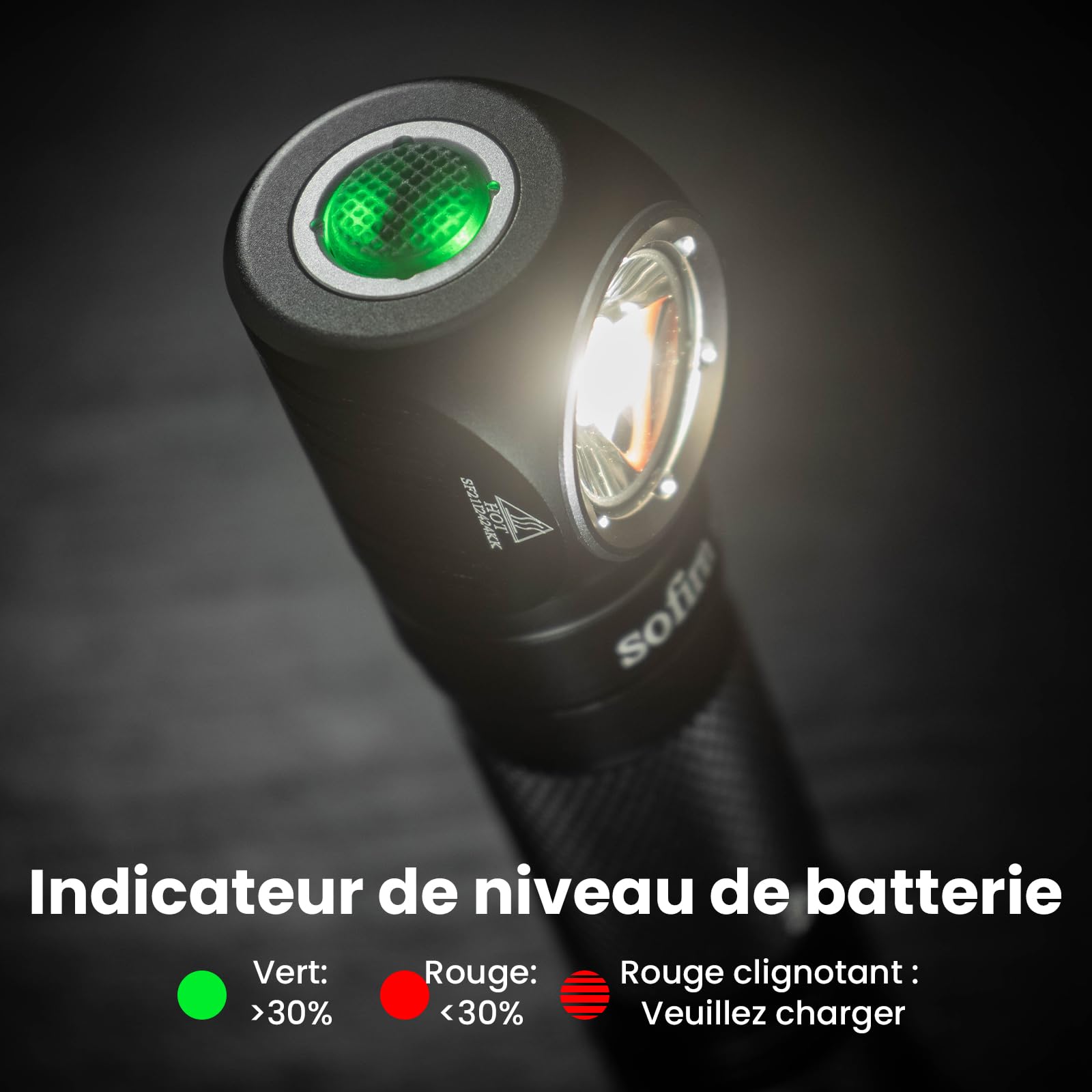 Sofirn SP40 Lampe frontale LED rechargeable, 1200 lumens et 136 m, lampe frontale rechargeable, facile à utiliser, IPX7 résistante à l'eau, pour l'extérieur, le camping et la randonnée