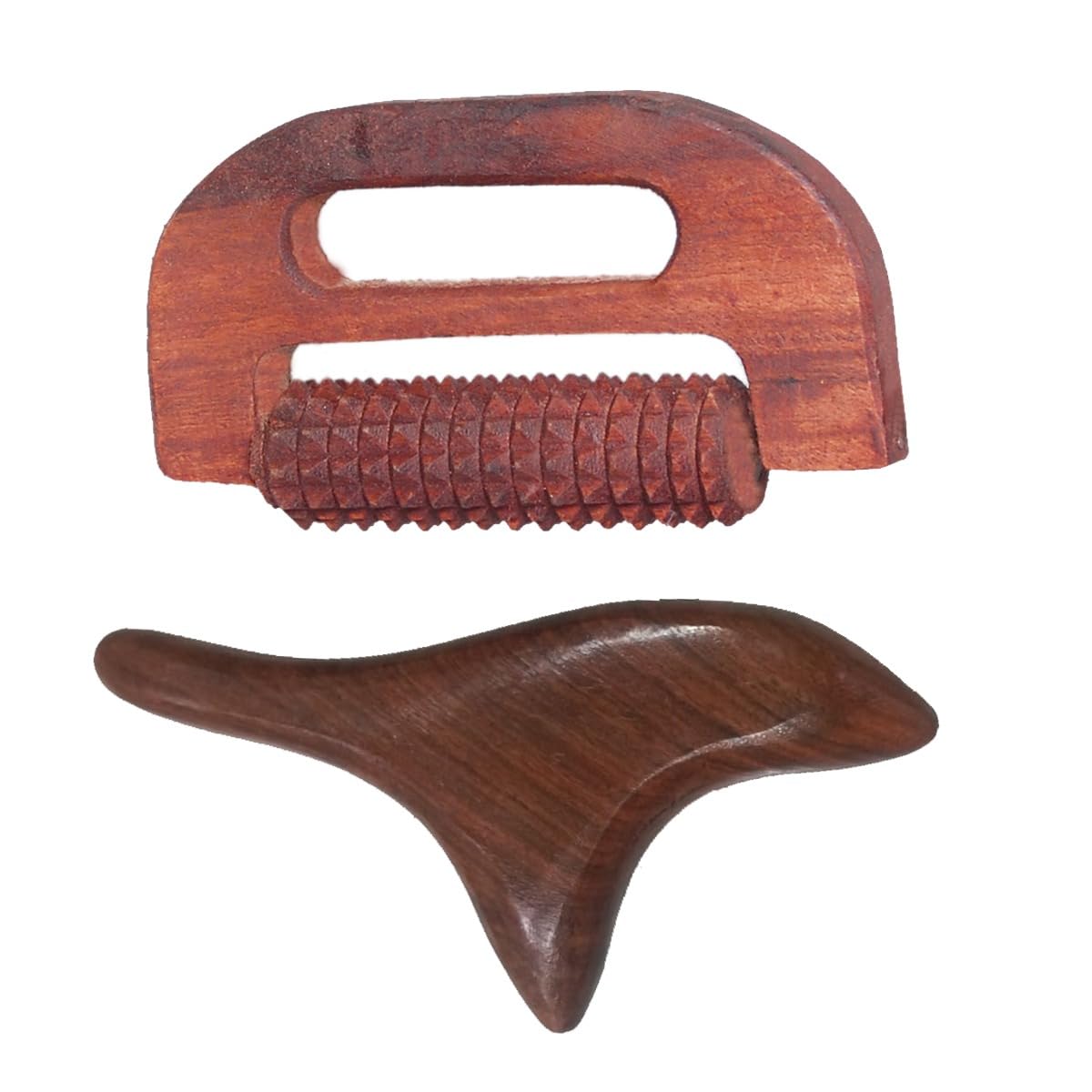 AB CRAFT Wooden Acupressure Roller Massager Combo With Thai Reflexology Hand Foot Tools Wooden Stick Face Body Massager Tool - Set of 2-image-24