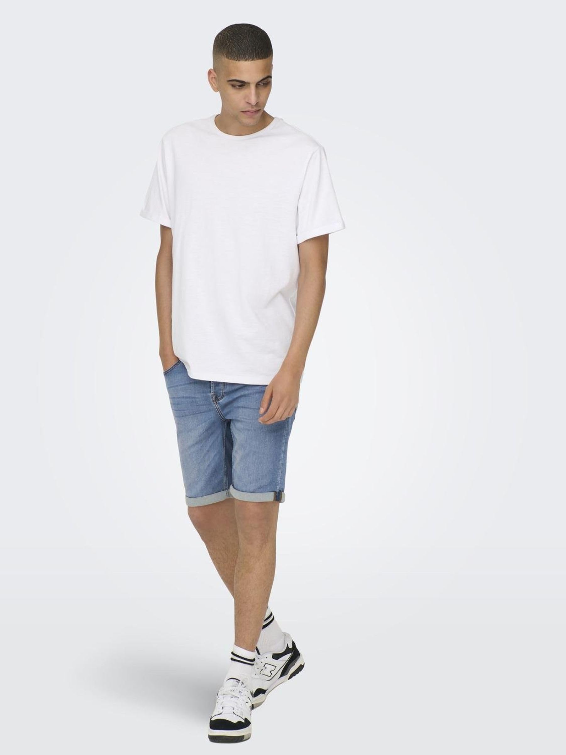 Hombres O&S Pantalones Cortos de Mezclilla Capri 3/4 Pantalones Bermudas Pantalones de Verano Pantalones Cortos de Ocio ONSPLY