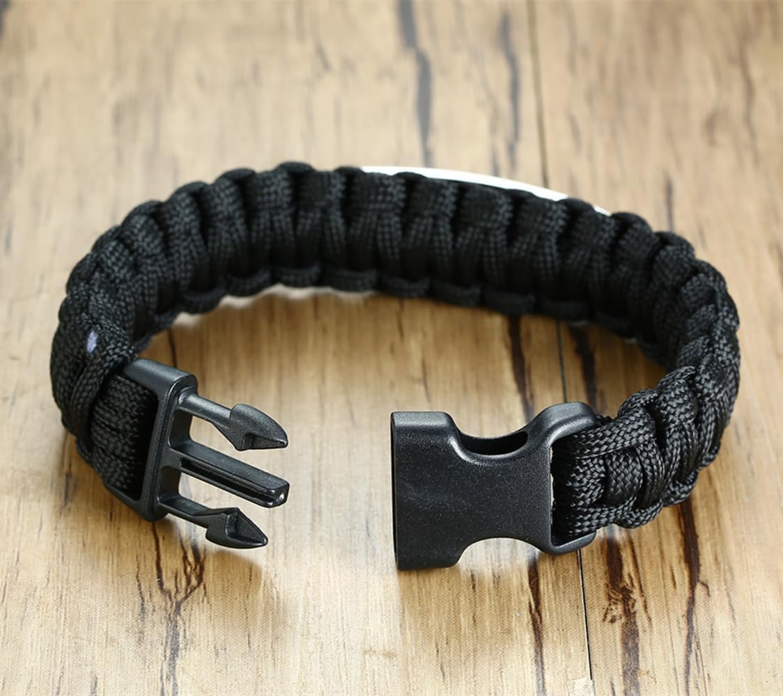 US Army Veteran Bracelet for Men- Paracord Wristband for Outdoor Sport Tactical Survival Parachute Bracelets Jewelry Gifts for Dad,Husband - Image 5