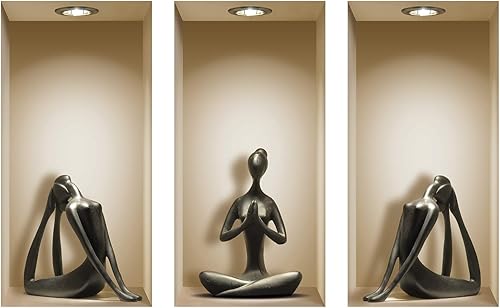 Juego de 3 adhesivos de pared de arte con efecto visual 3D extraíbles y reutilizables para bricolaje y decoración del hogar