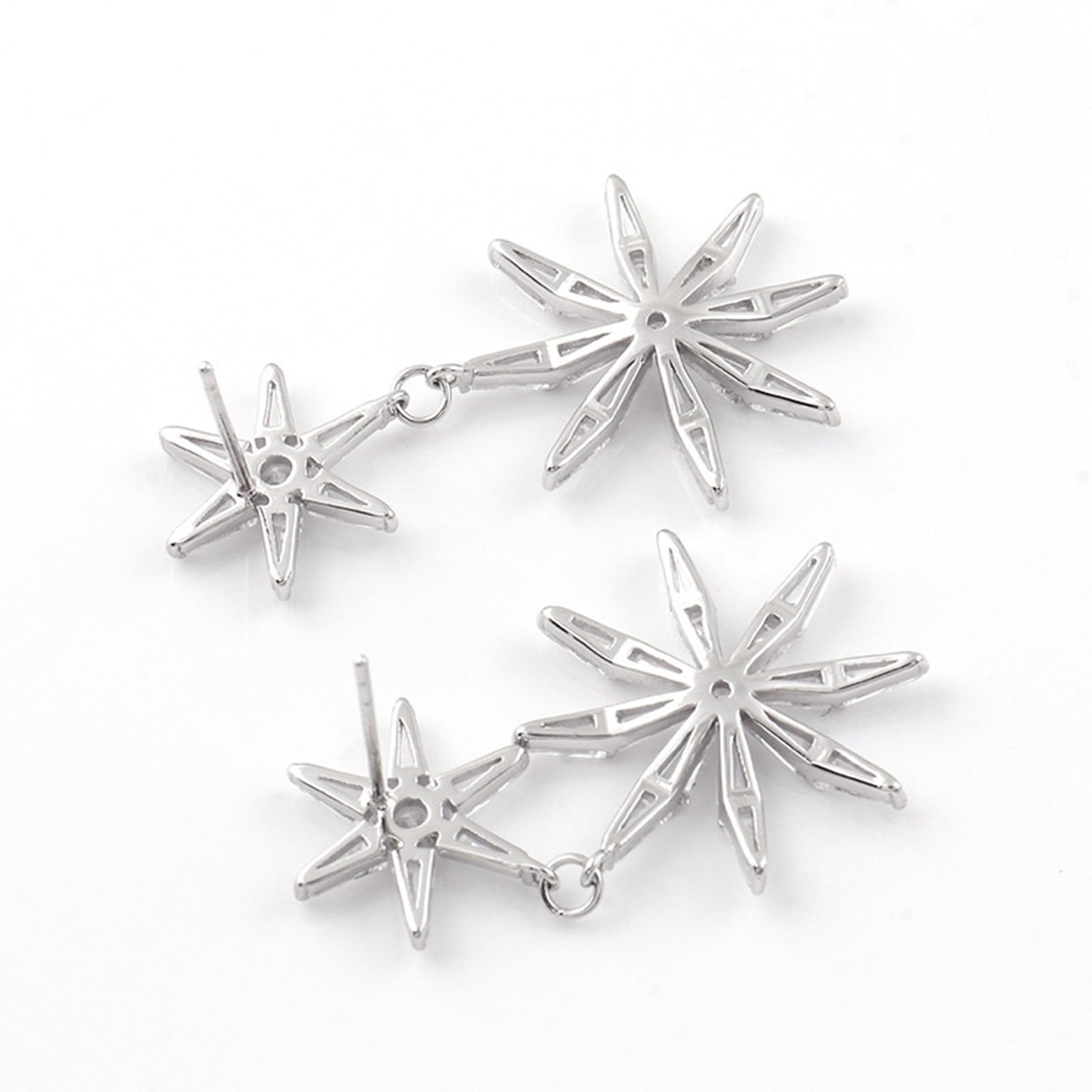 Epinki Orecchini Pendenti Lunghi Donna Oro Bianco 9K/14K/18K Fiore con Moissanite Trapezoidale Orecchini