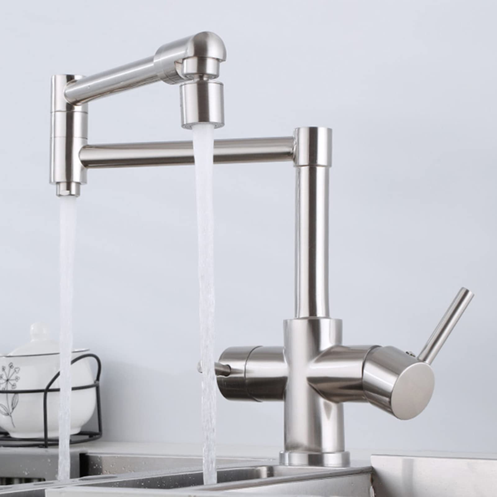 ZYCHSJXA 3 Way Kitchen Faucet Folding Hot Water and Cold Rotating Brass Purified Sink