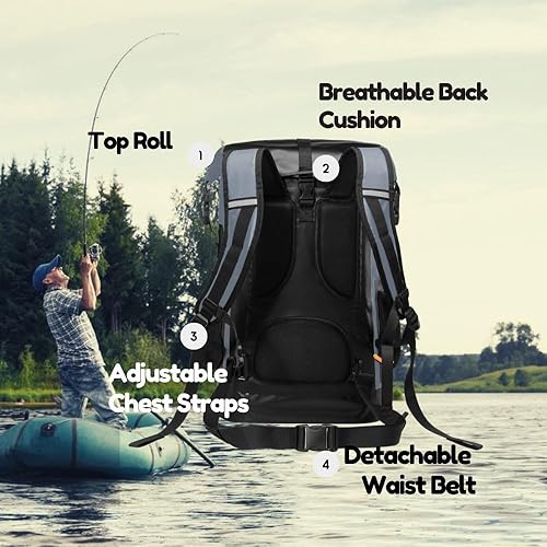 Miniatura 3 de GVANCA Mochila seca impermeable para kayak, con cierre superior enrollable, mochila seca para kayak, saco seco para actividades acuáticas al aire