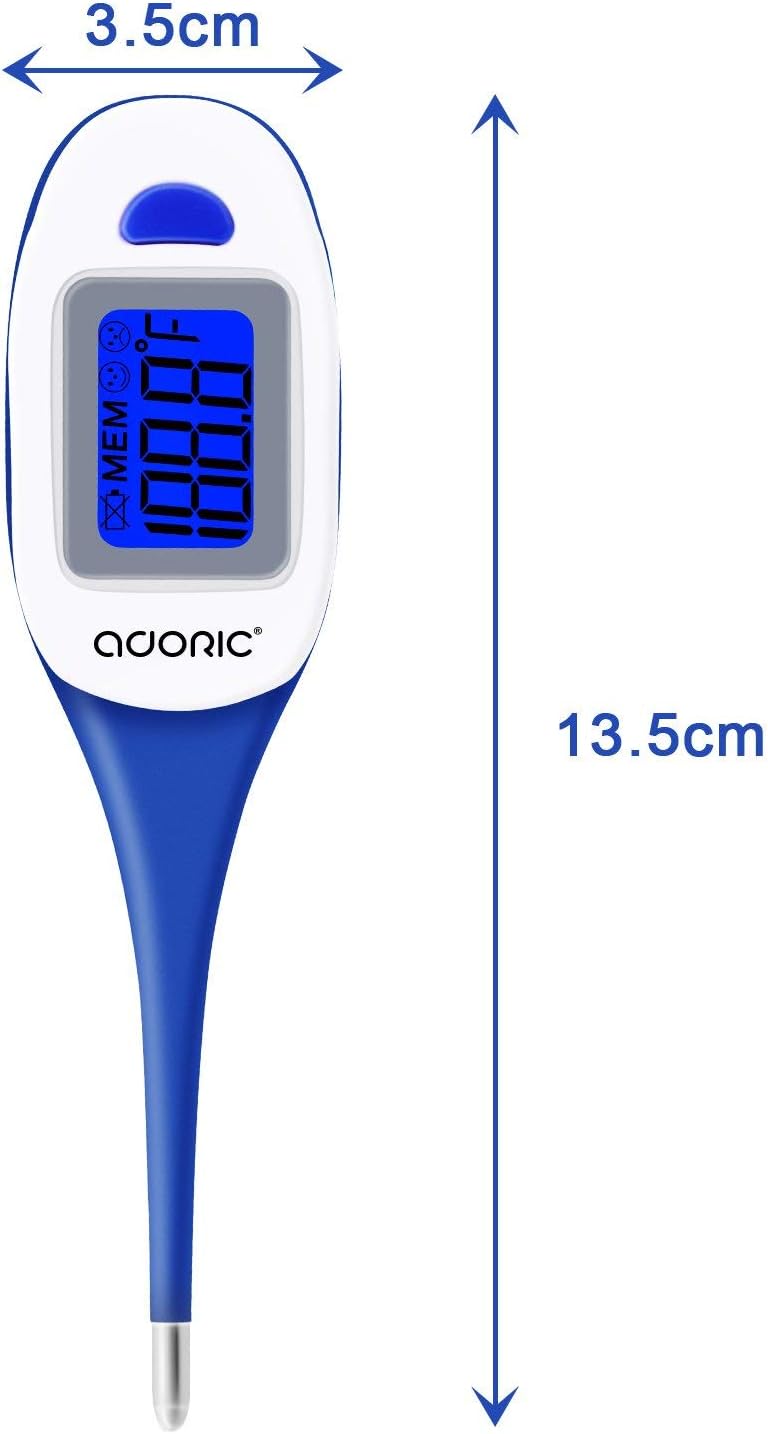 Thermometers, Adoric Digital Thermometers Armpit and Oral Thermometer for Baby, Kids, Adults, Fertility - Accurate and Fast Reading (Blue)